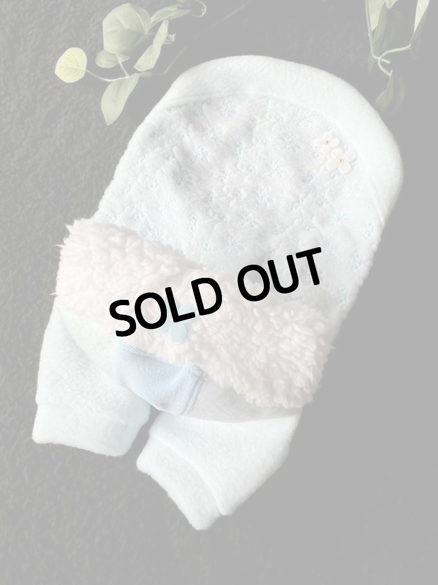 画像2: 刺繍フリース（お袖あり♪ブルー） (2)