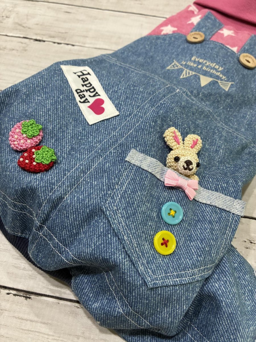 画像2: 【D4】重ね着風ロンパース（ピンク星） (2)