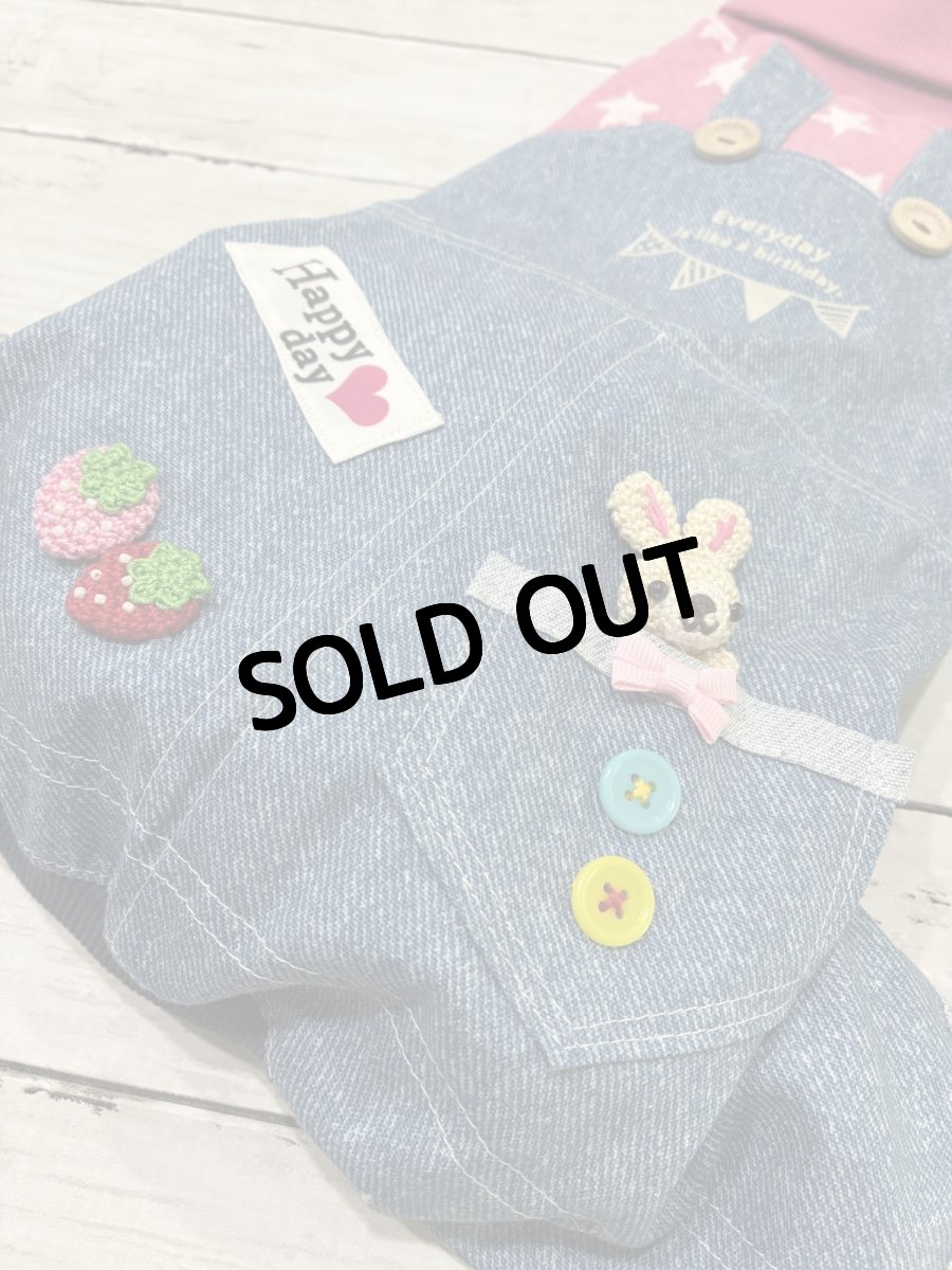 画像2: 【D4】重ね着風ロンパース（ピンク星） (2)