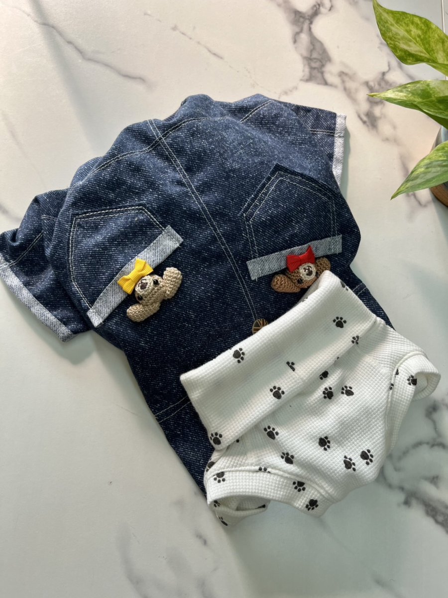 画像2: 【D6】重ね着風ロンパース（足あと） (2)