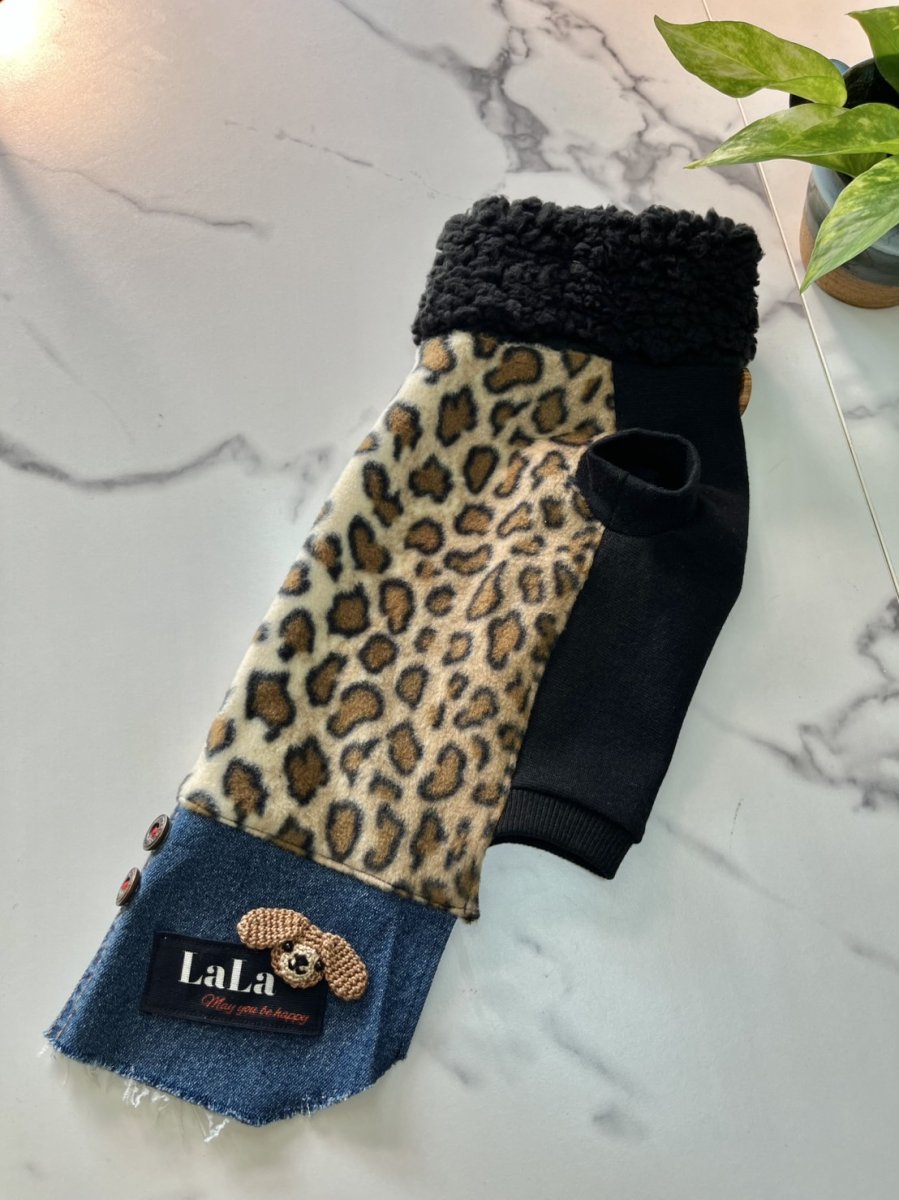 画像4: 【KC】ヒョウ柄ワンピ（本格デニム） (4)