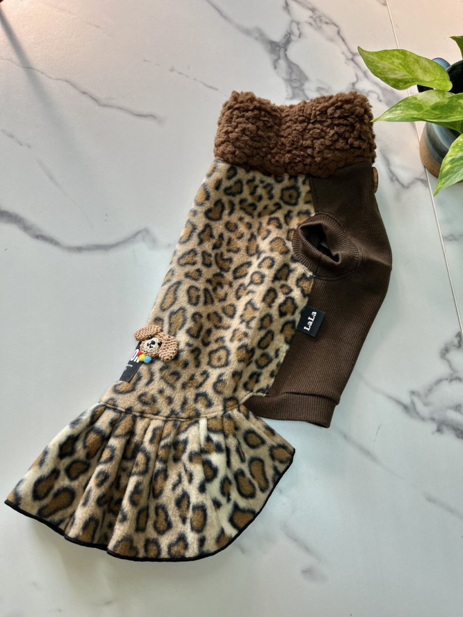 画像4: 【D10】ヒョウ柄（茶色ボアワンピ） (4)