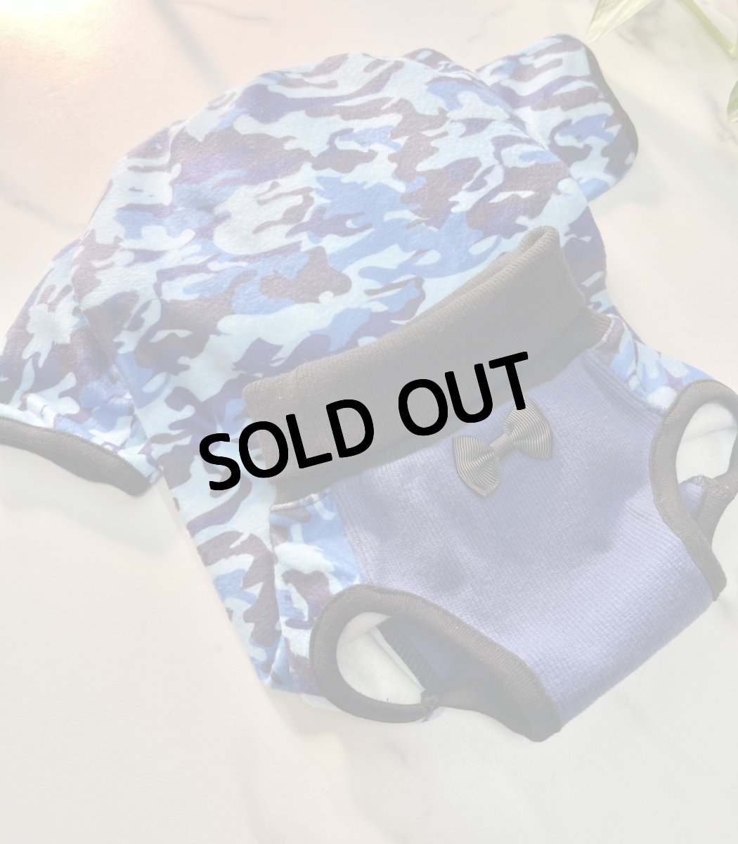 画像4: 【D11】迷彩ロンパース（青） (4)