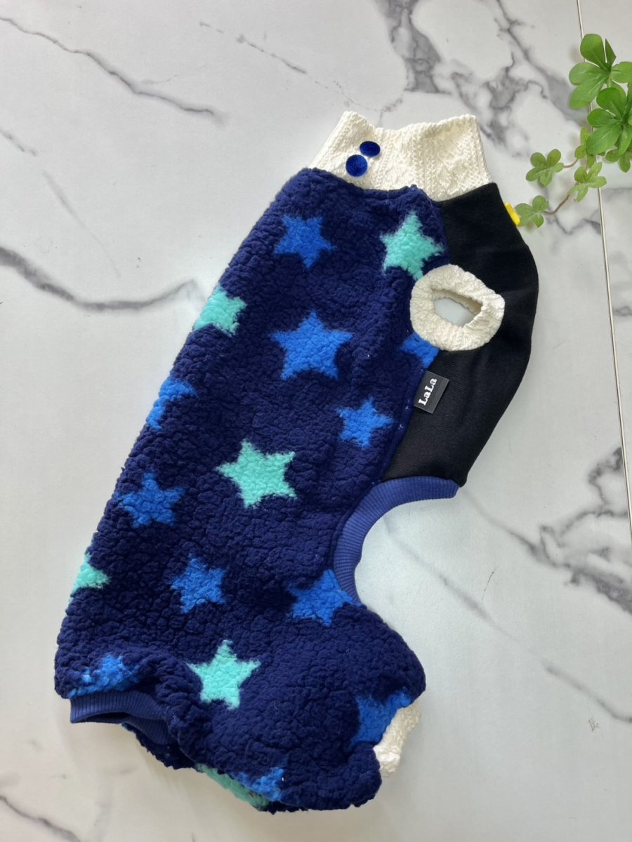 画像4: 【D】星ボアのロンパース（青） (4)