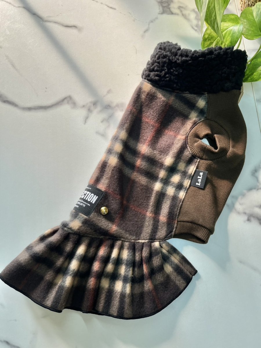 画像4: 【D16】ブラウンチェック柄（ワンピ） (4)