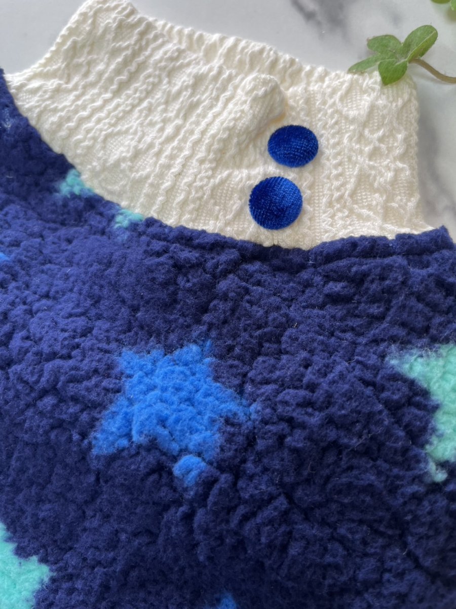 画像2: 【D】星ボアのロンパース（青） (2)