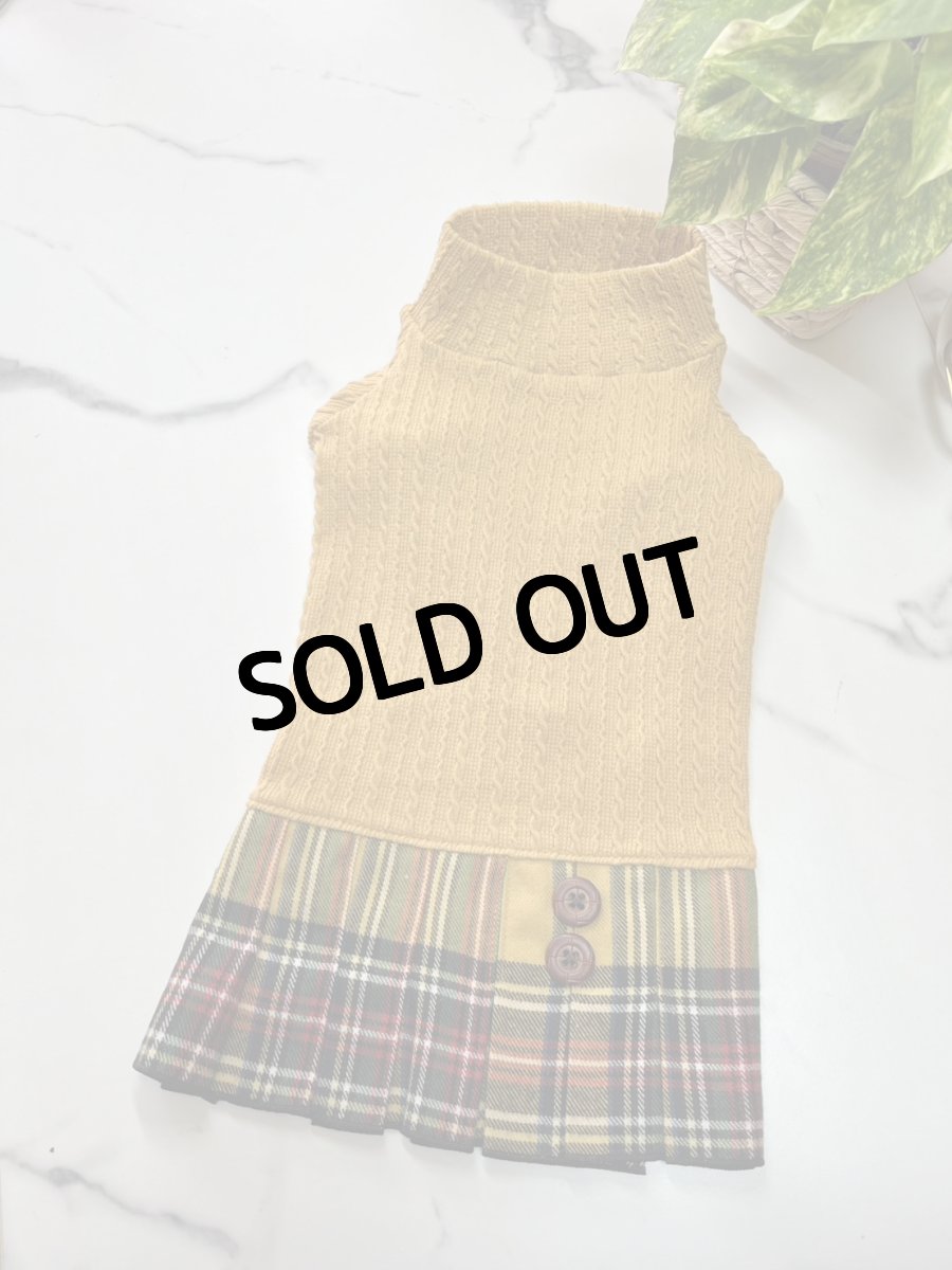 画像2: 【D19】アラン短いお袖付きワンピ（マスタード） (2)