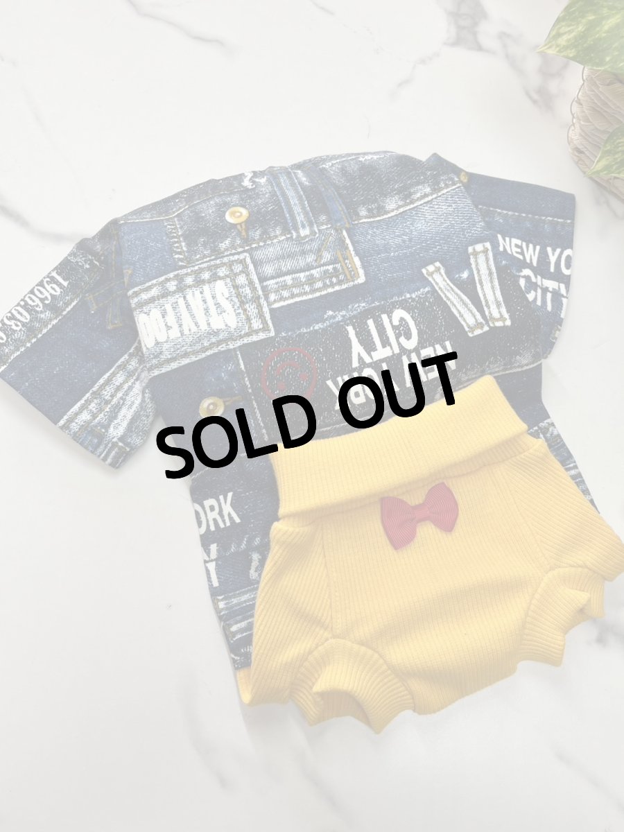 画像4: 【D18】重ね着風ロンパース(イエロー英字) (4)