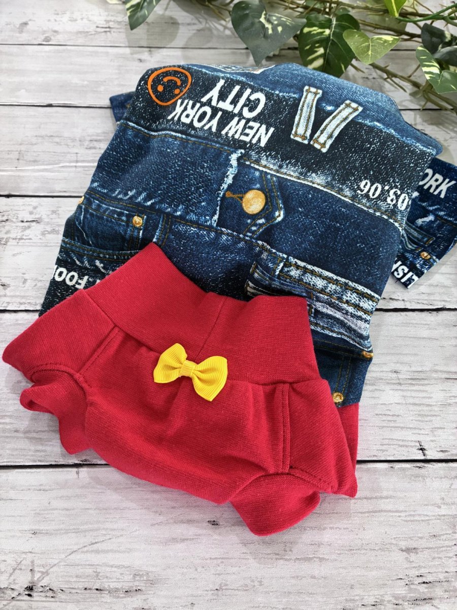 画像2: 【D】重ね着風ロンパース(レッド英字) (2)