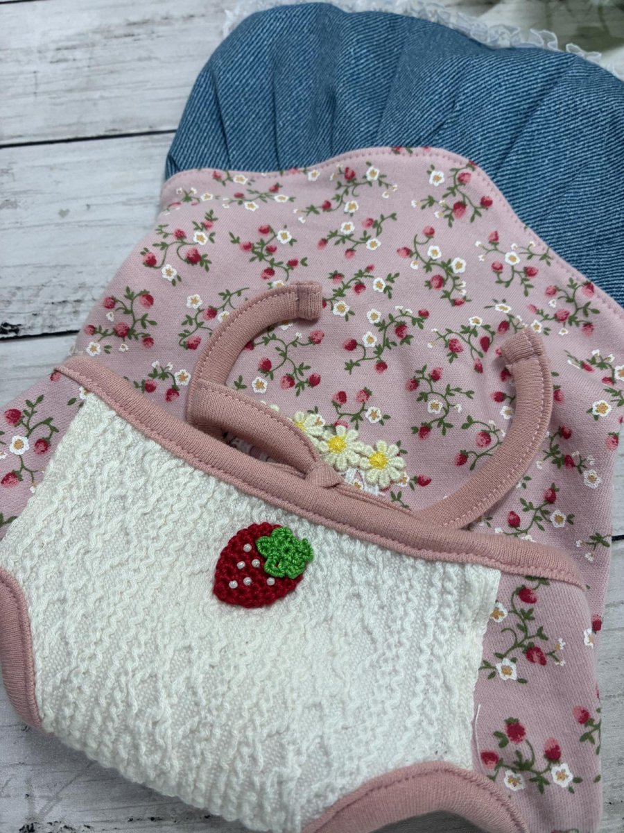 画像3: 【D】ミニいちごワンピ♪デニム風 (3)