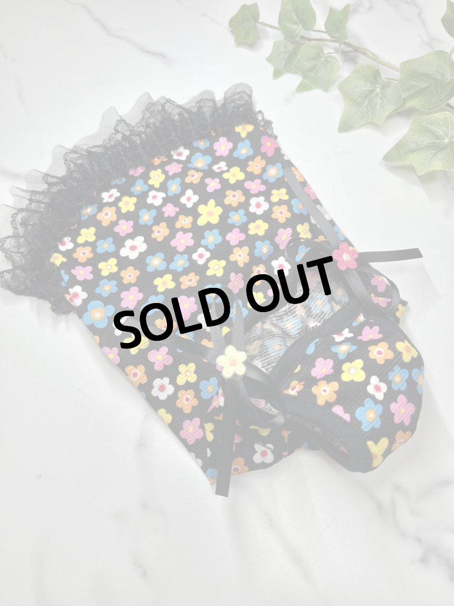 画像2: 【D・KC】カラフルお花ワンピ♪（黒） (2)